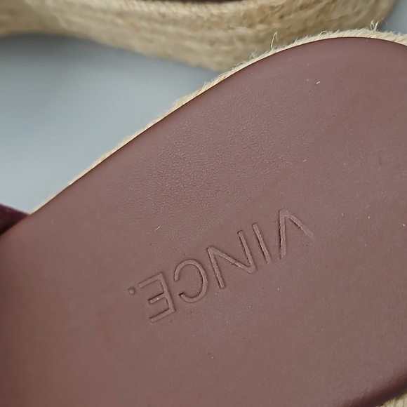 Vince Solana Suede Burgundy Slide-On Platform Espadrille Sandals Women 9 - Picture 7 of 9